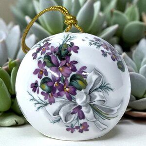 Royal Windsor Fine Bone China Hanging Potpourri Ball Ornament - 3.5” - Violets